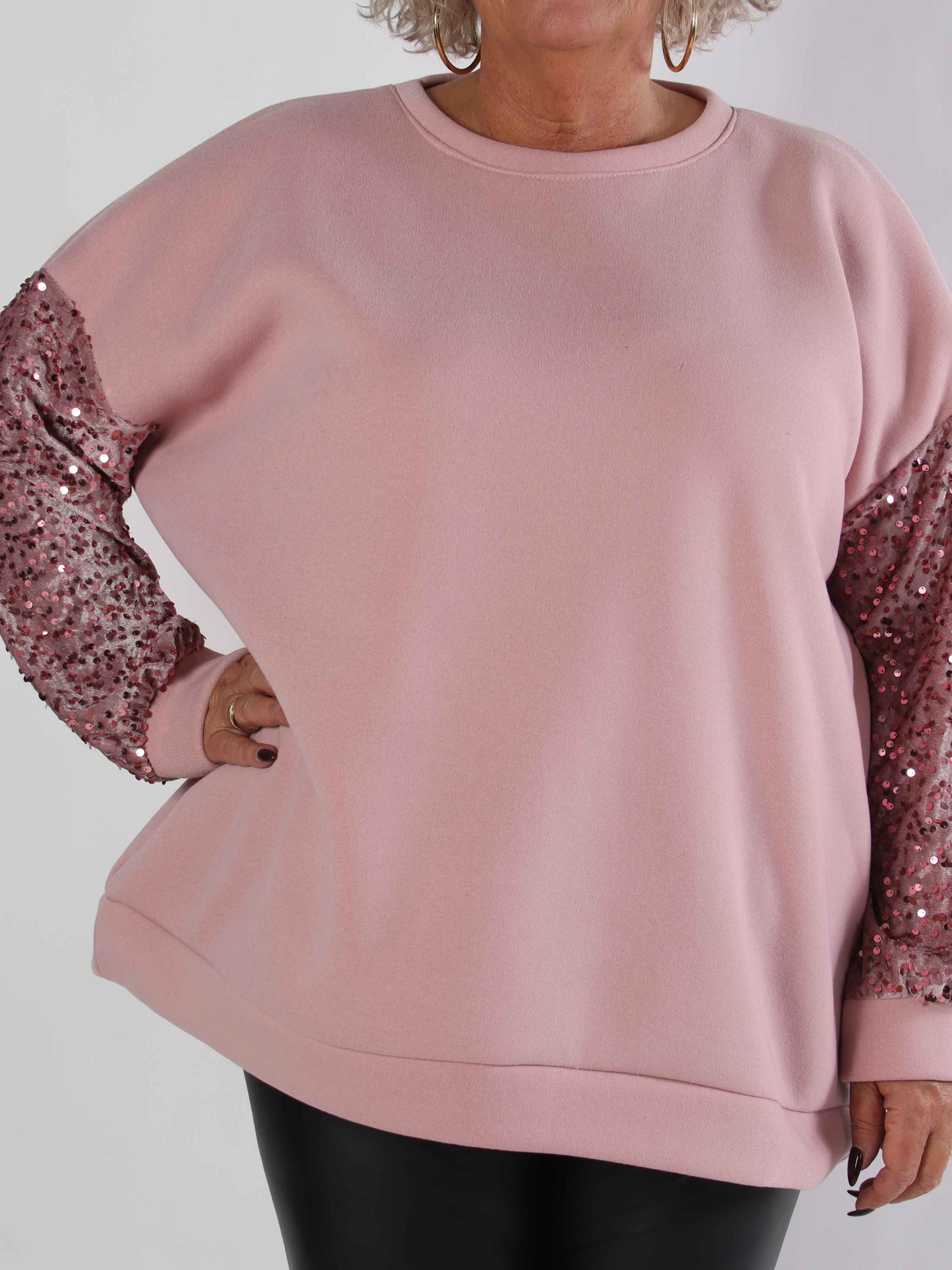 Cytherea - Plus size sweatshirt i bomuld med pailletter på ærmet